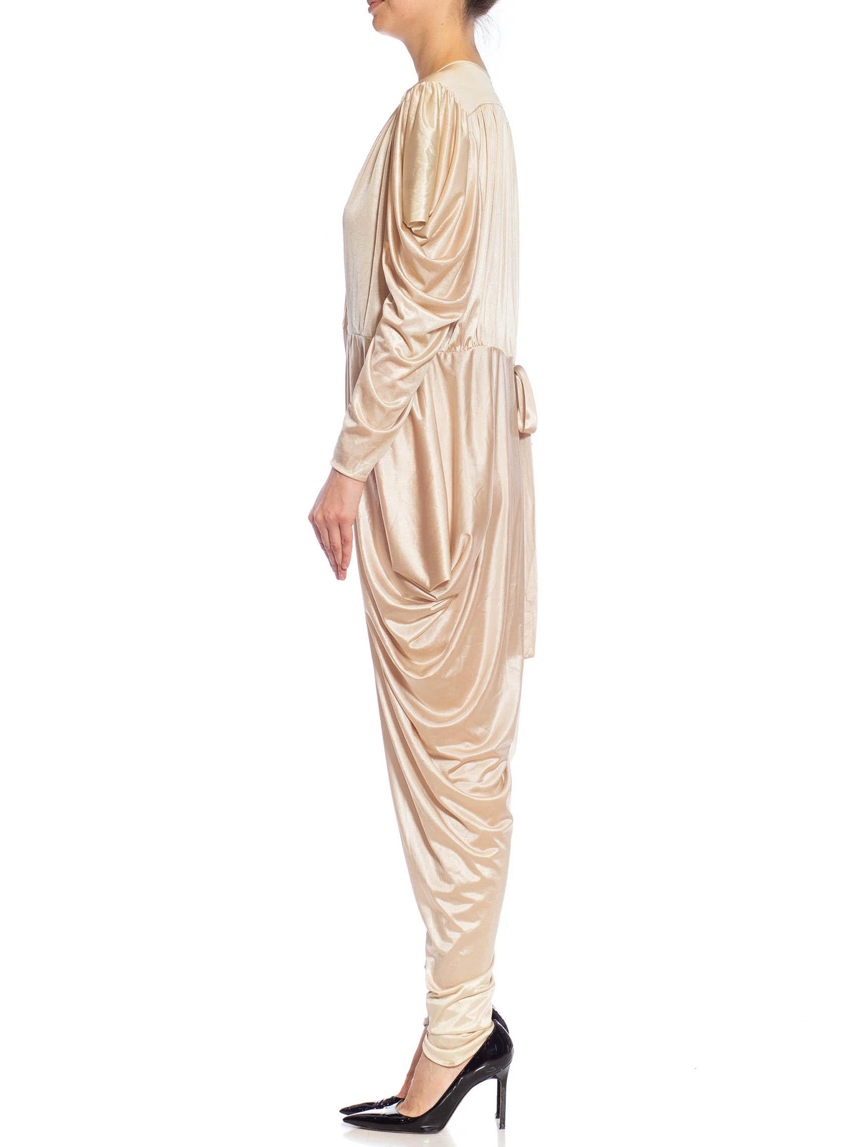 Beige 1980s Champagne Jumpsuit with Harem Pant For Sale