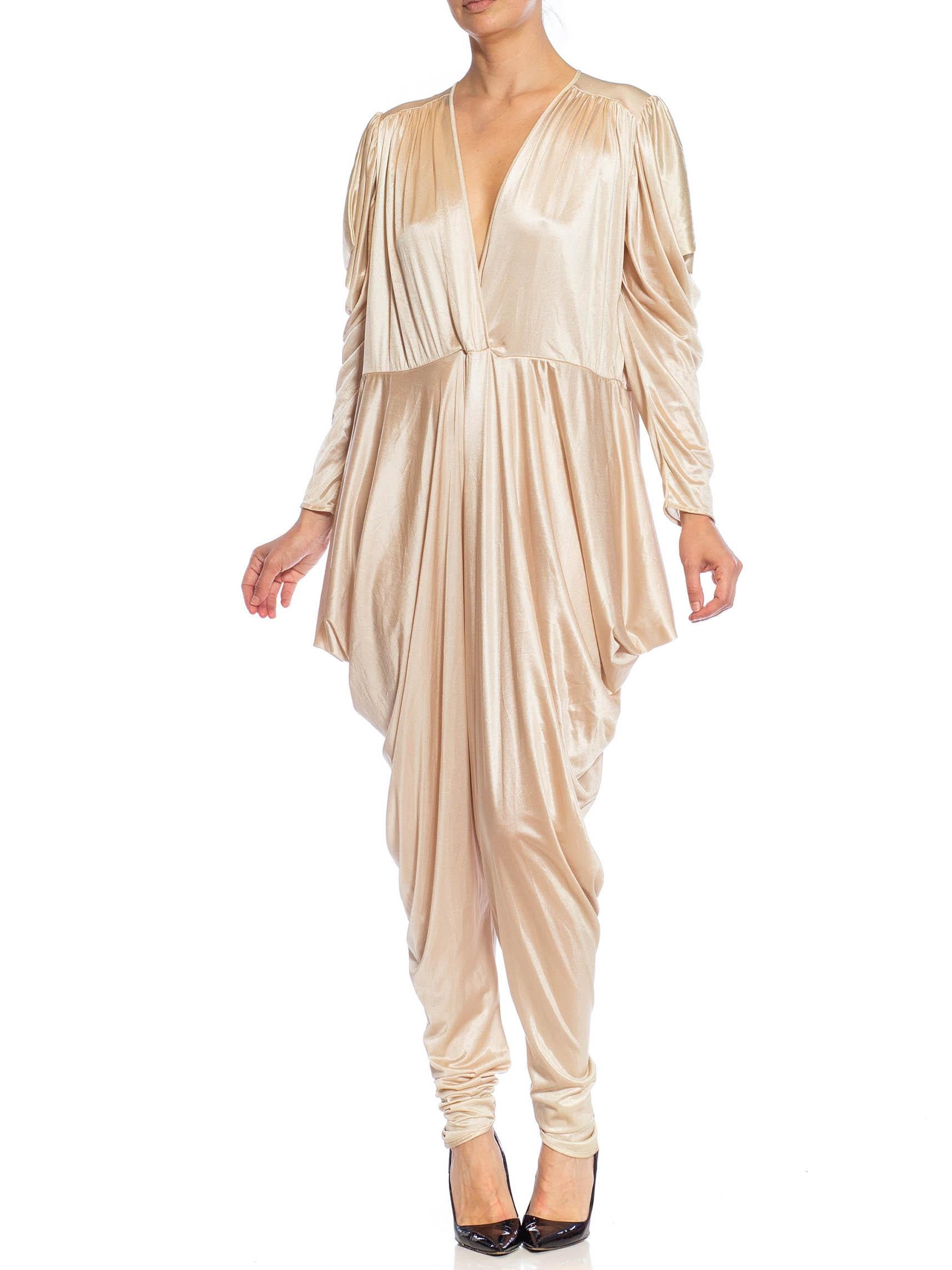 1980s Champagne Jumpsuit with Harem Pant For Sale 1