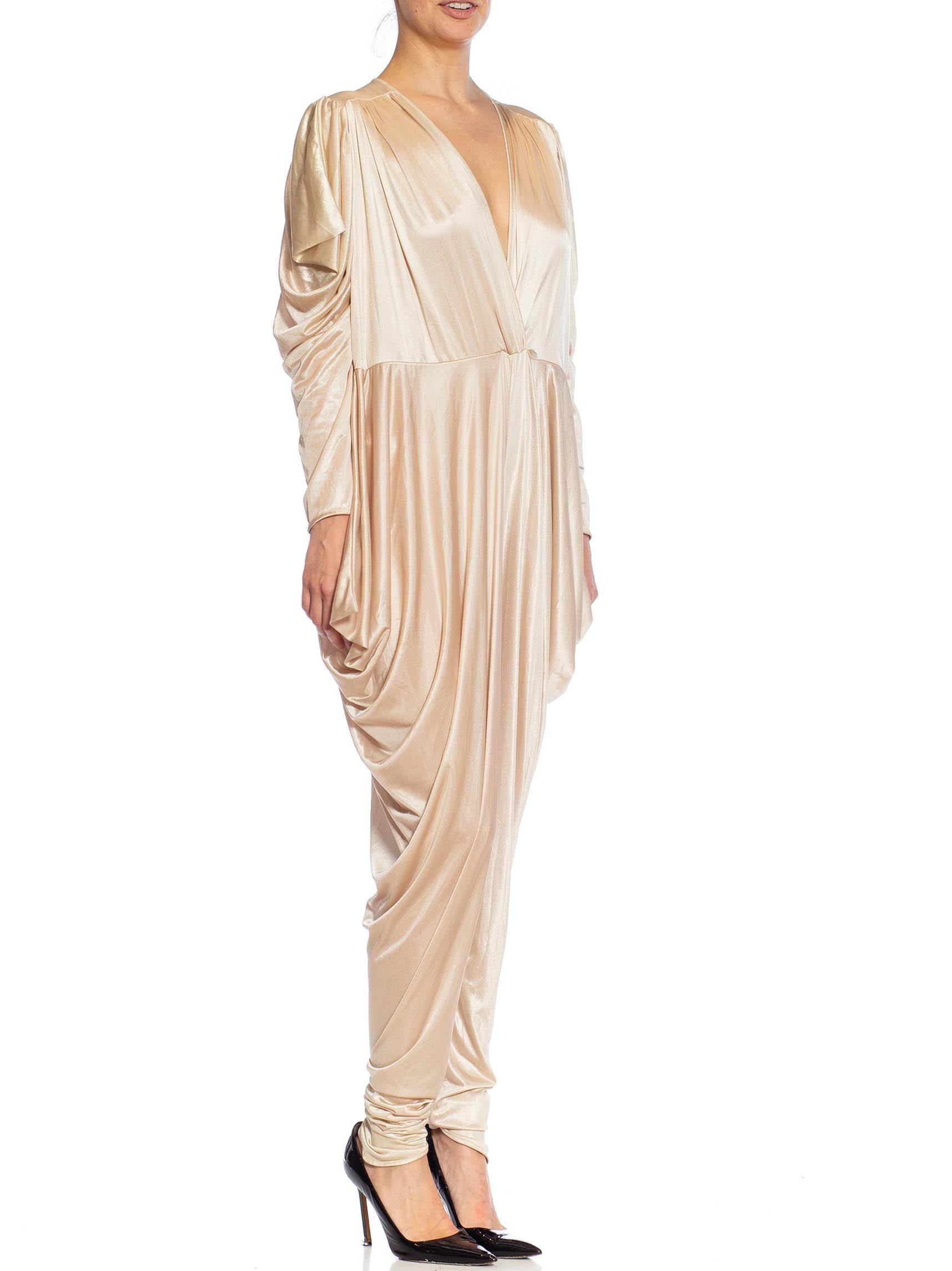 1980s Champagne Jumpsuit with Harem Pant For Sale 2