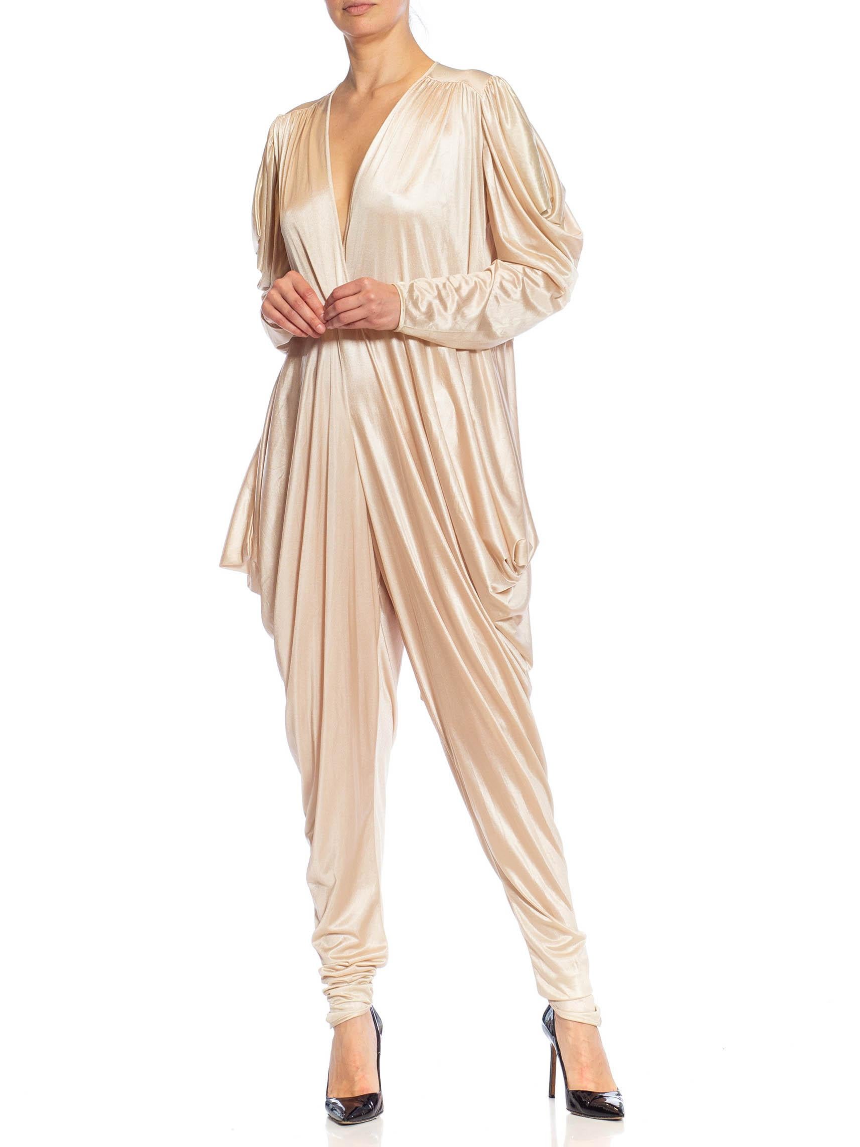 1980s Champagne Jumpsuit with Harem Pant For Sale 3