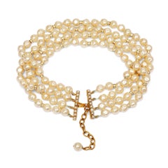 1980s Chanel Baroque Pearl Multi Strand Necklace