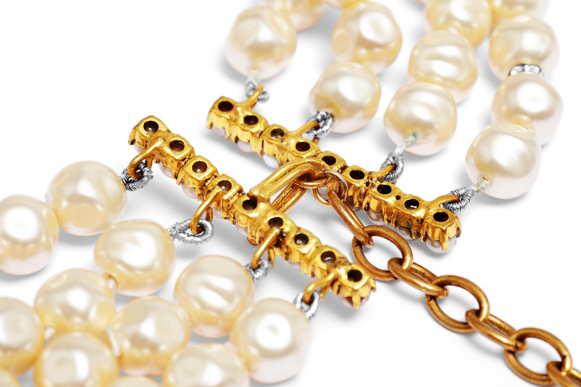 chanel double strand pearl necklace