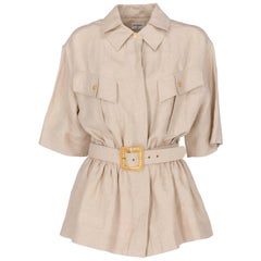 1980s Chanel Beige Linen Belted Jacket