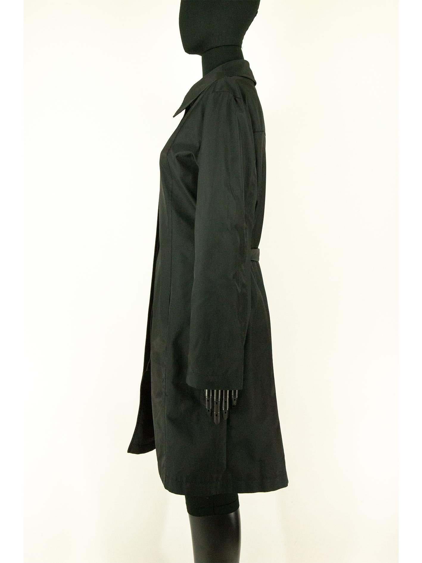 1980s Chanel Black Belted Trench Coat In Good Condition For Sale In London, GB