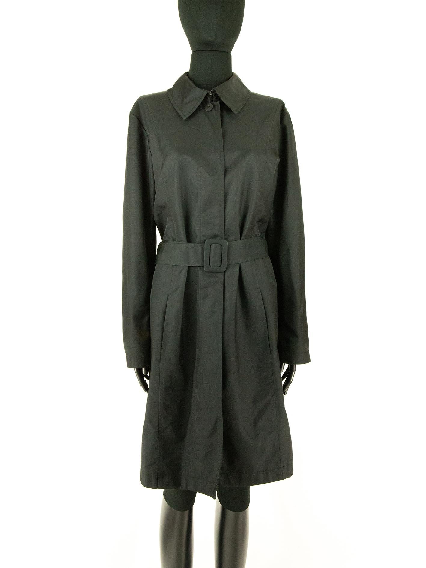 1980s Chanel Black Belted Trench Coat For Sale 2