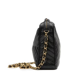 Chanel Black Chevron Quilted Lambskin Vintage Timeless Fringe Camera Bag, 1980s
