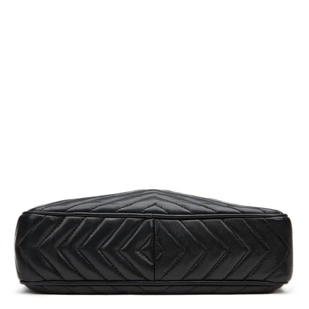Chanel Black Chevron Quilted Lambskin Vintage Timeless Fringe Camera Bag, 1980s 1