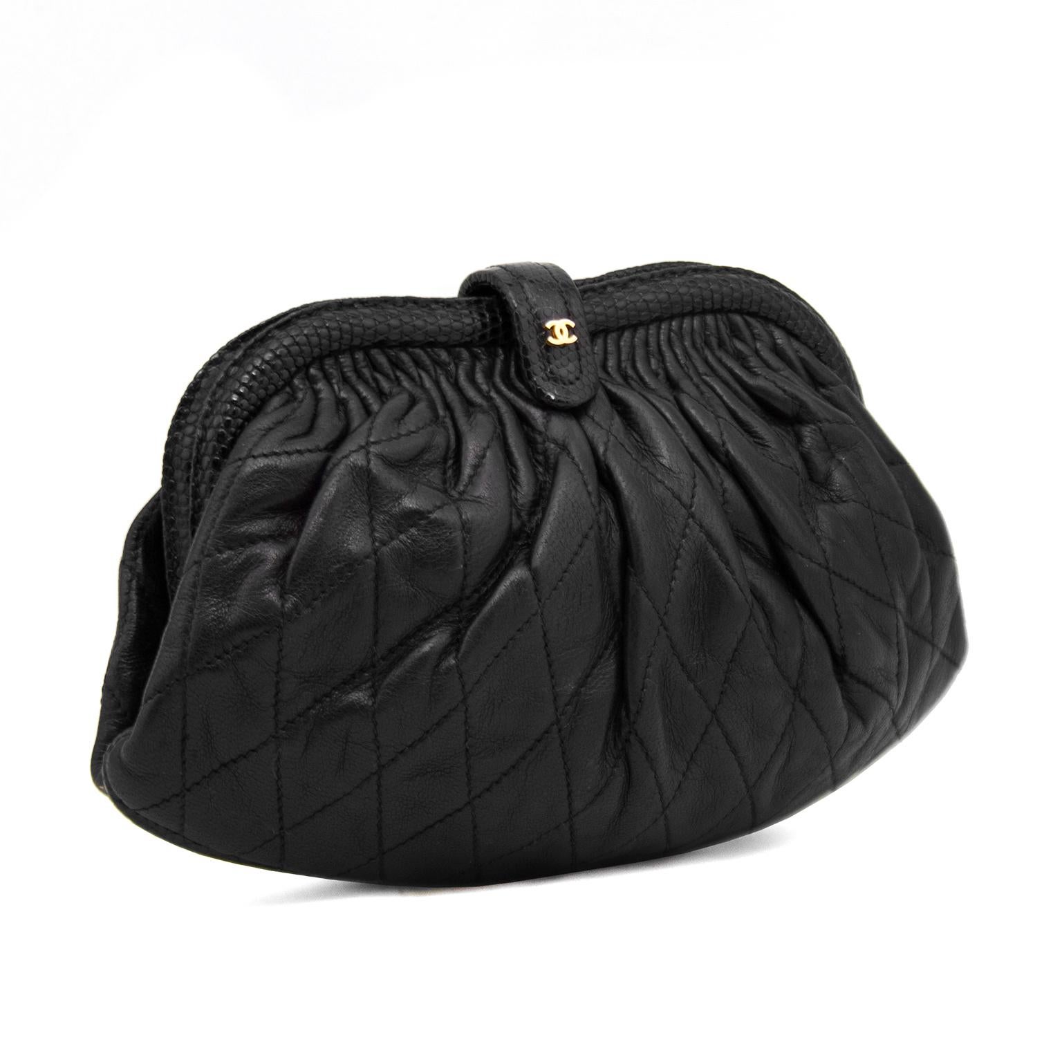 1980s Chanel Black Quilted Frame Evening Bag In Good Condition In Toronto, Ontario