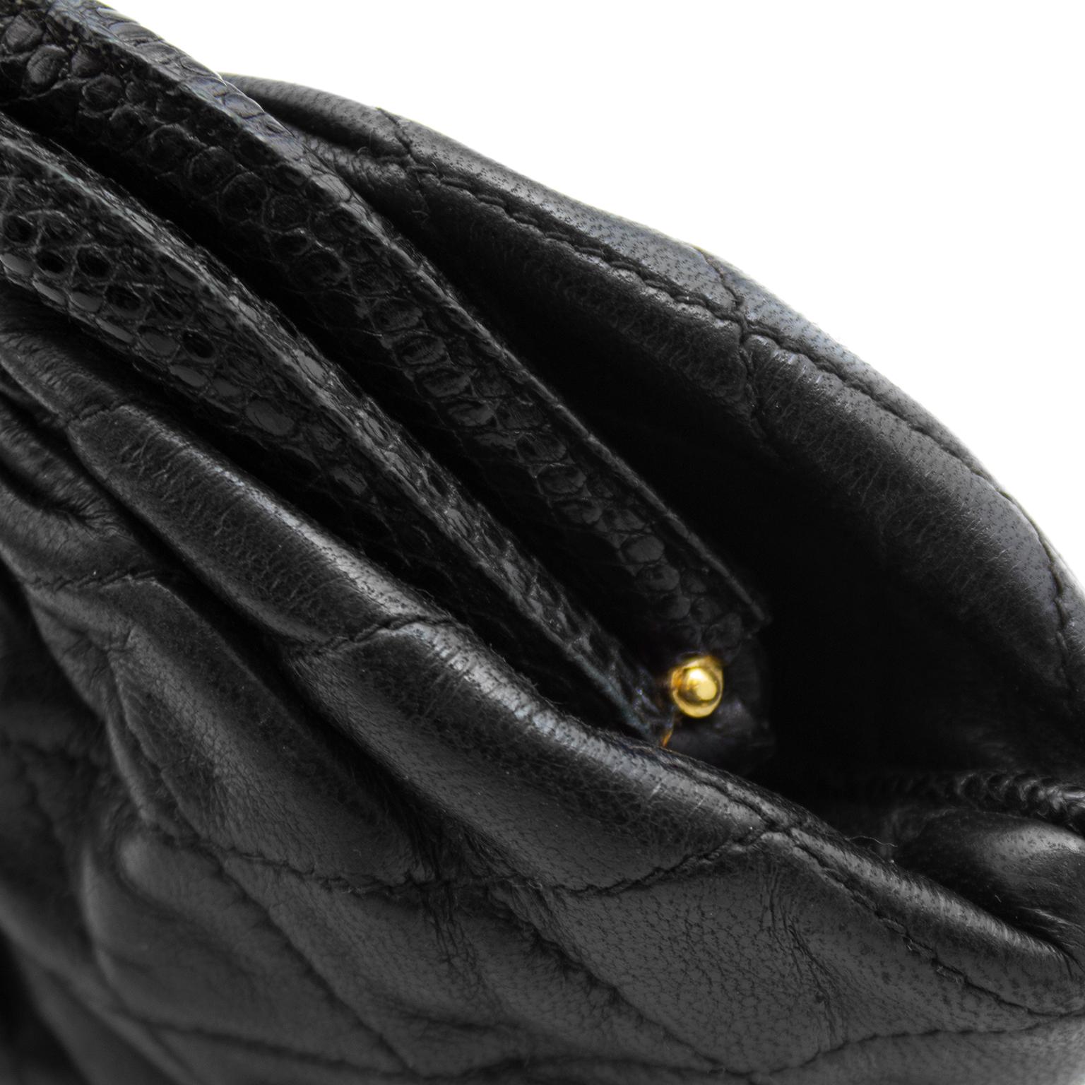 1980s Chanel Black Quilted Frame Evening Bag 2