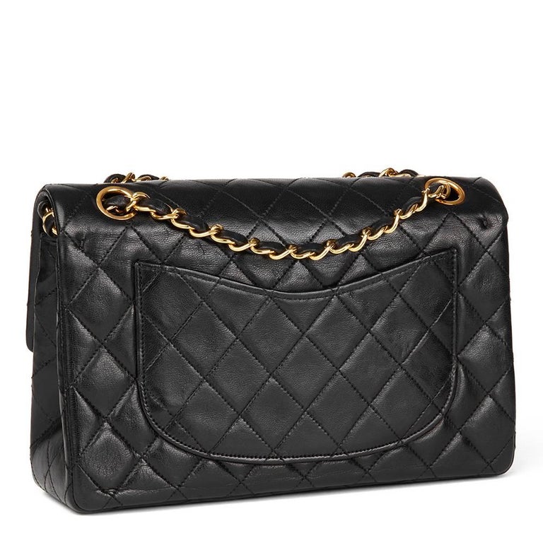 1980's Chanel Black Quilted Lambskin Vintage Small Classic Double Flap Bag at 1stDibs vintage