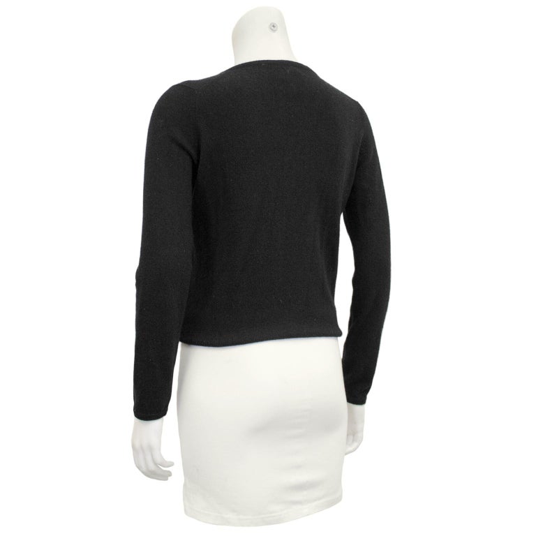 1980s Chanel Black Scottish Cashmere Sweater with Thread Through Satin ...