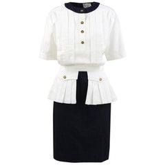 1980s Chanel Blue And White Dress