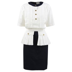 1980s Chanel Blue And White Dress