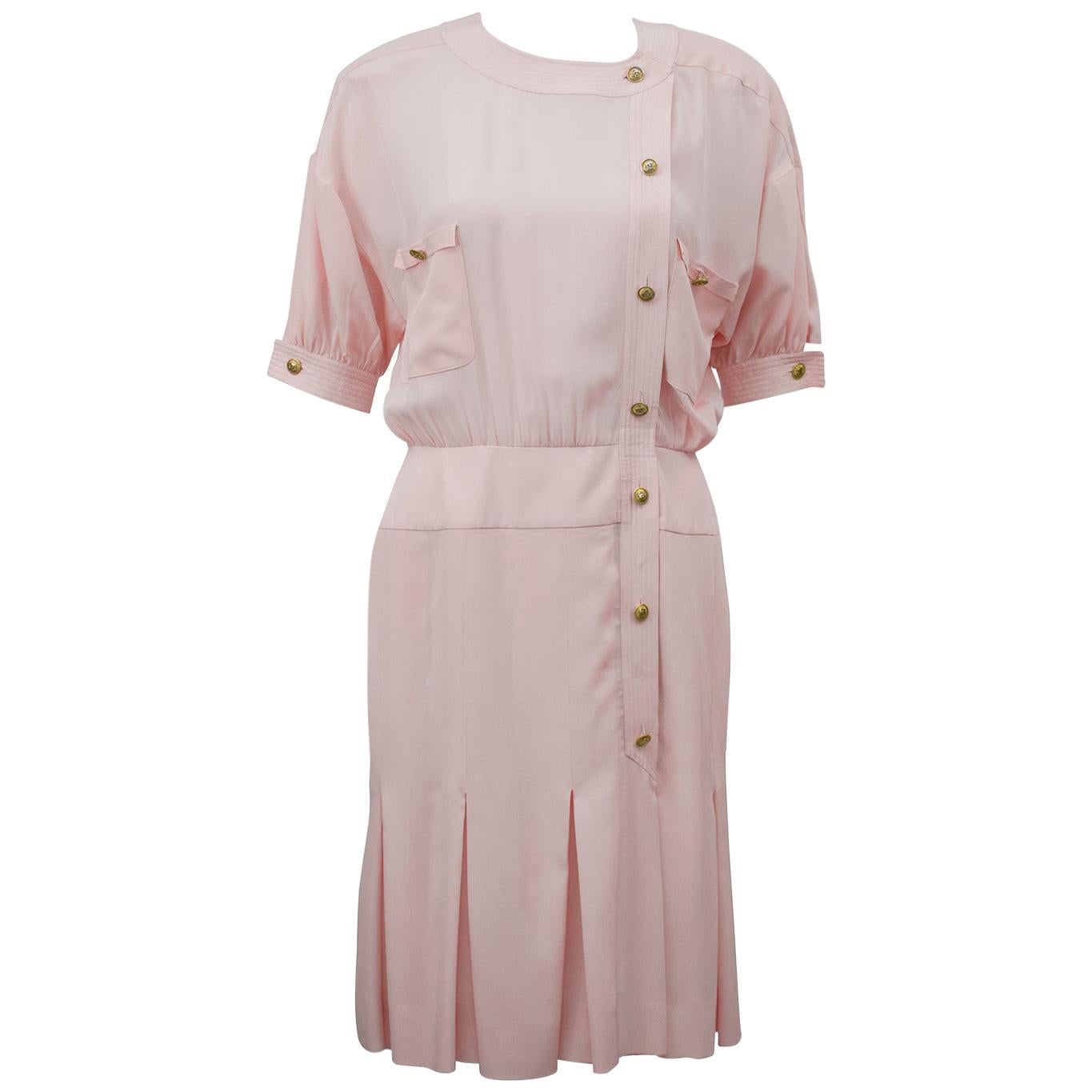 1980s Chanel Blush Day Dress For Sale