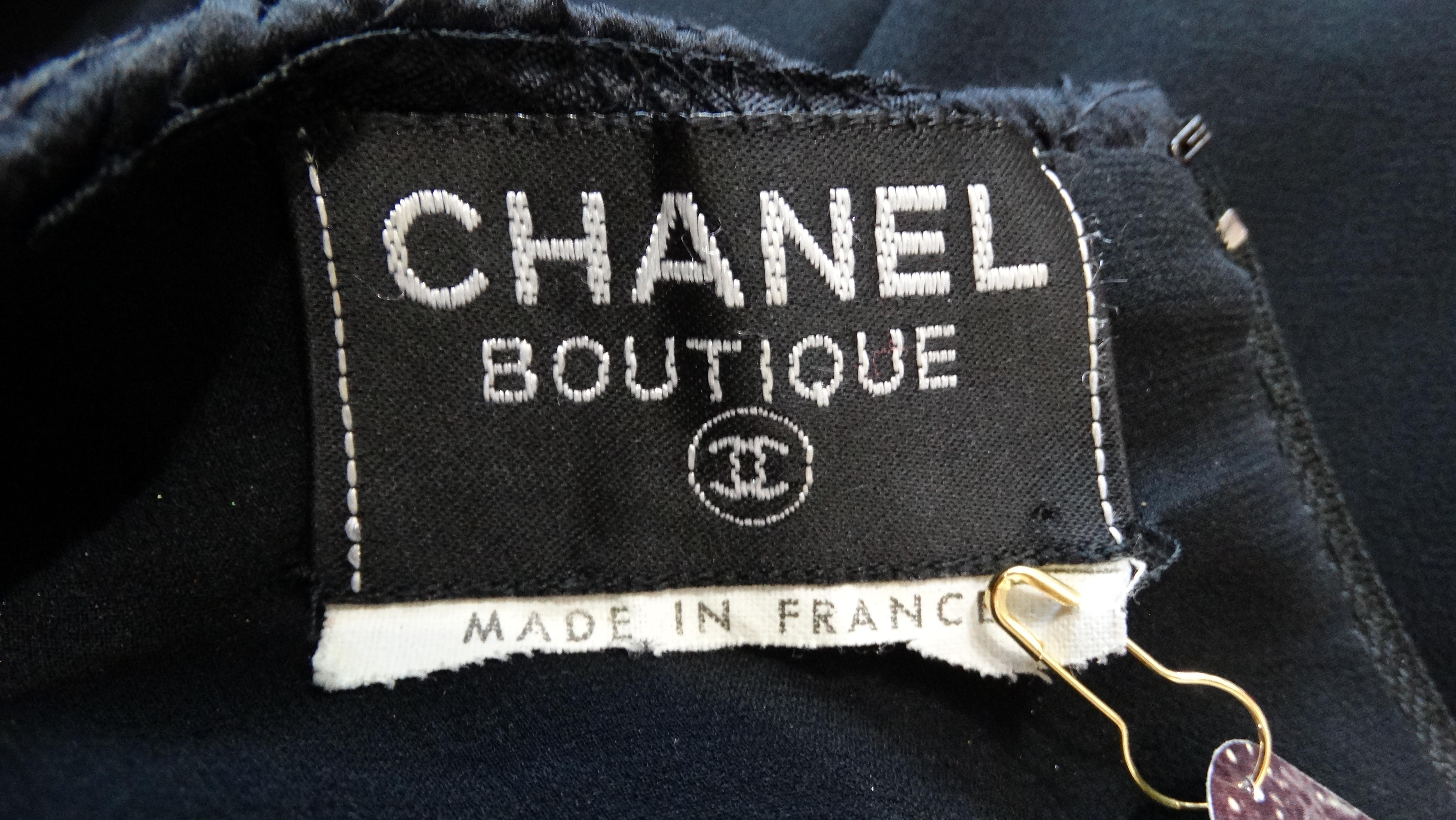 Chanel Boutique Robe de soirée noire des années 1980  Bon état - En vente à Scottsdale, AZ