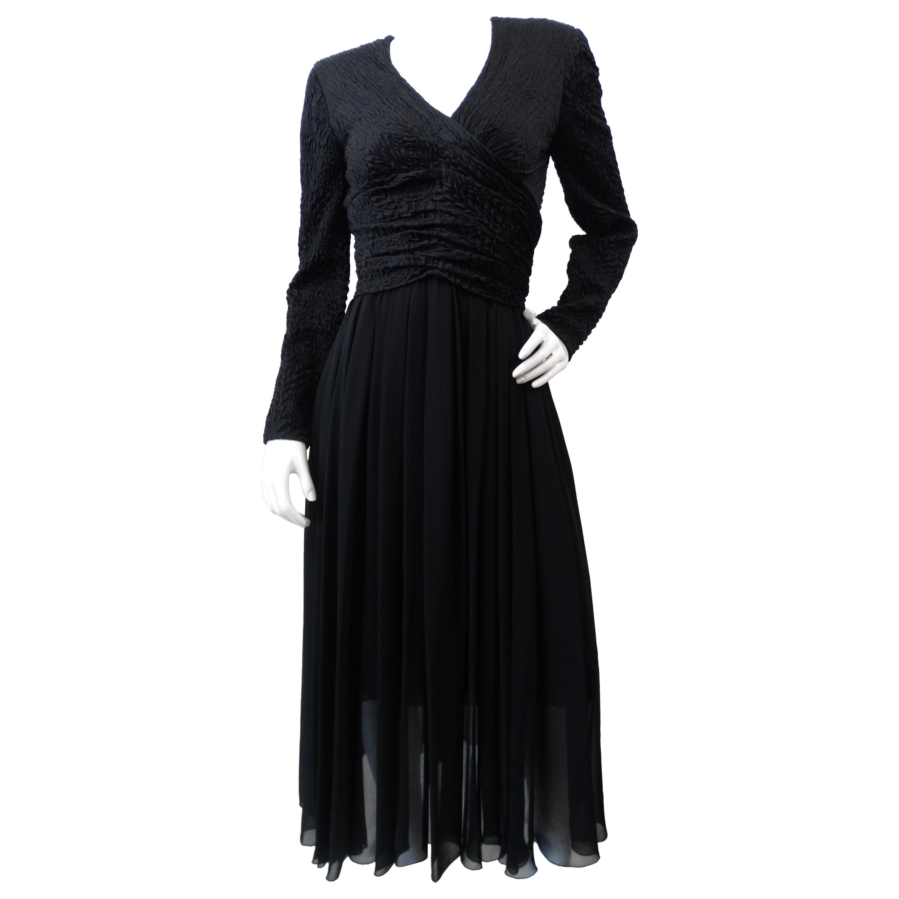 Chanel Boutique 1980s Black Evening Dress 