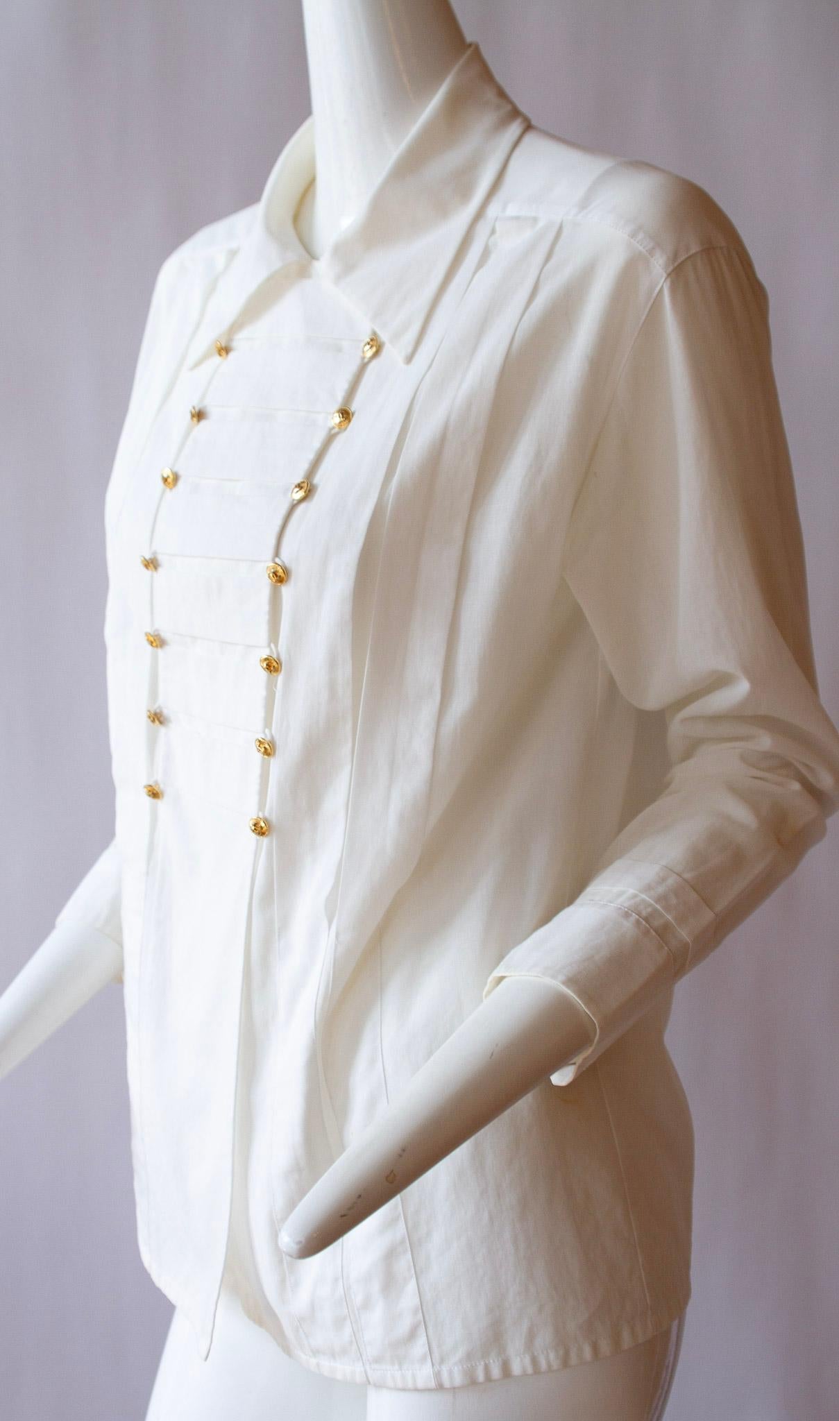 Gray 1980s Chanel Boutique Unisex White Tuxedo Shirt  For Sale