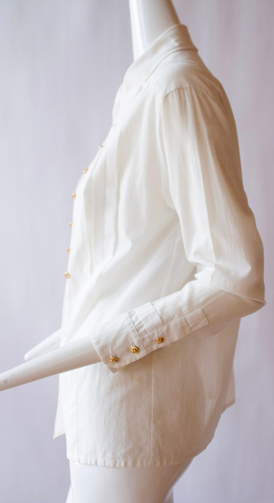 1980s Chanel Boutique Unisex White Tuxedo Shirt  For Sale 1