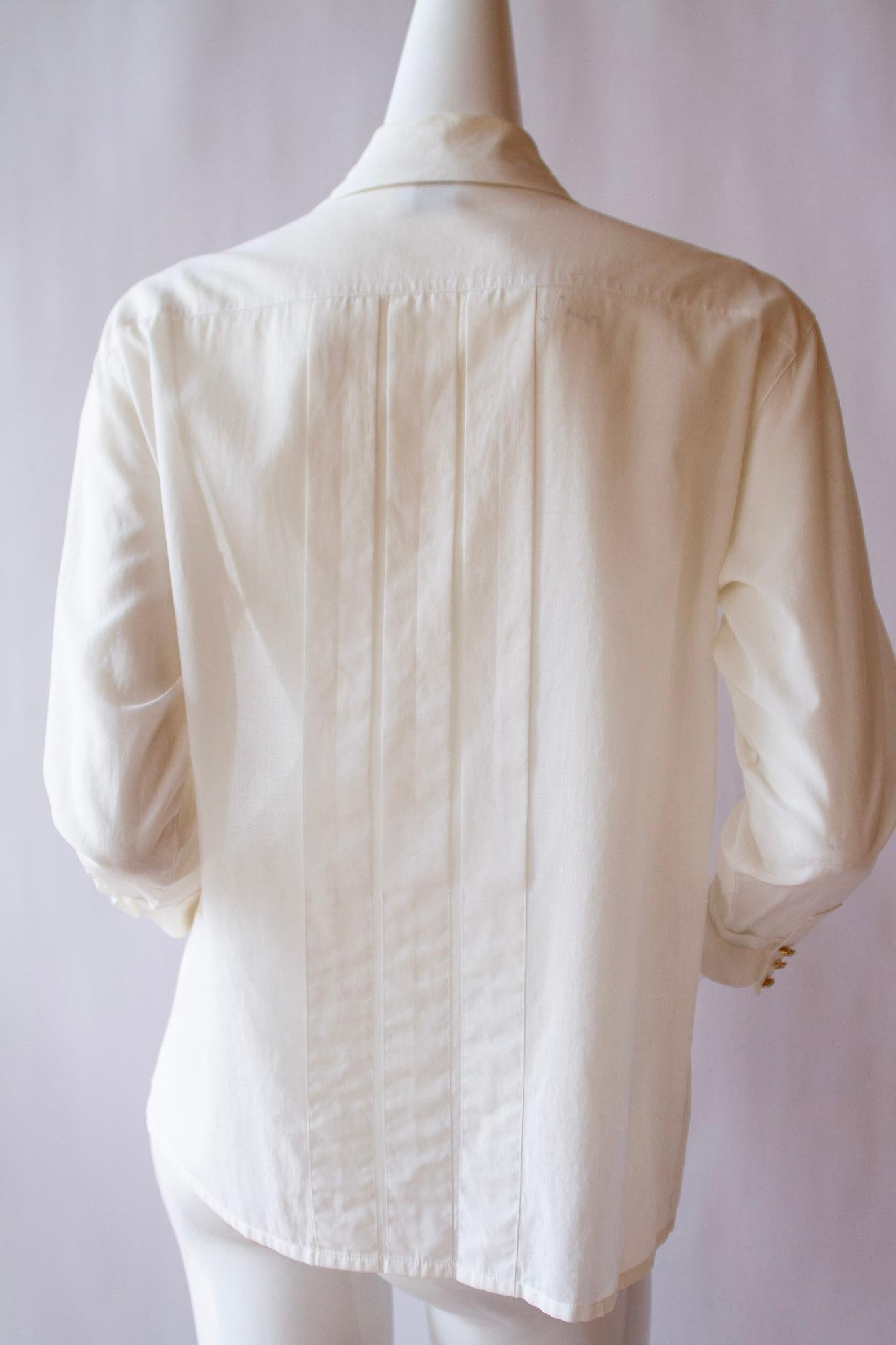 1980s Chanel Boutique Unisex White Tuxedo Shirt  For Sale 2