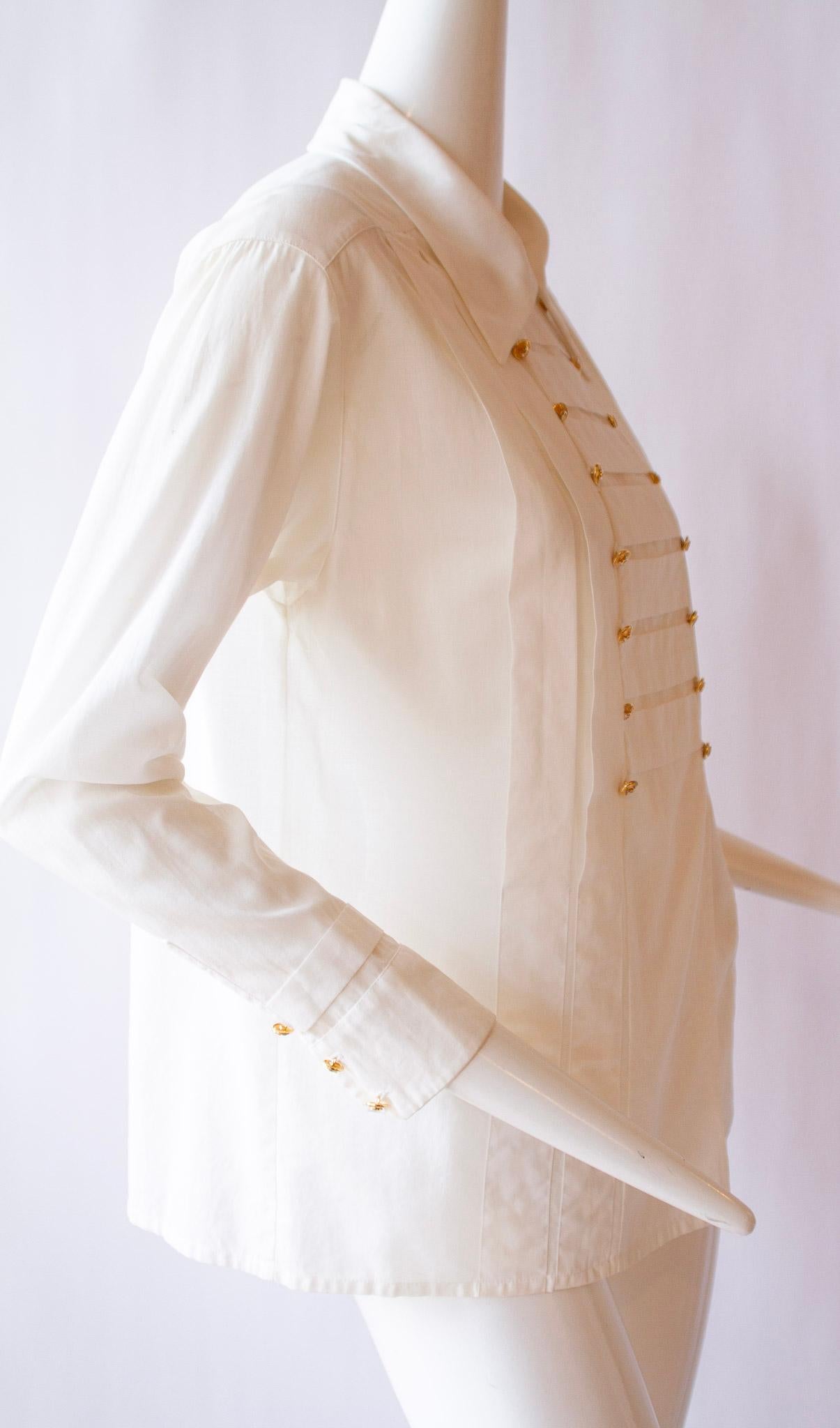 1980s Chanel Boutique Unisex White Tuxedo Shirt  For Sale 3