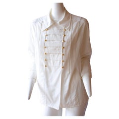 1980s Chanel Boutique Unisex White Tuxedo Shirt 