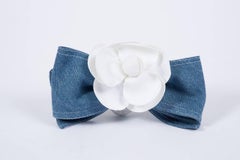 1980s Chanel Camellia Denim Hair Clip