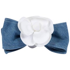 1980s Chanel Camellia Denim Hair Clip