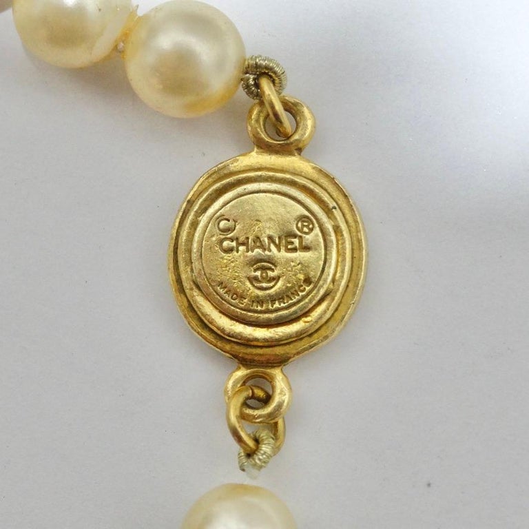 1980s Chanel CC Medallion Pearl Necklace