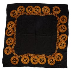 1980's Chanel Collectible Wool 52" Coin Print Shawl Scarf