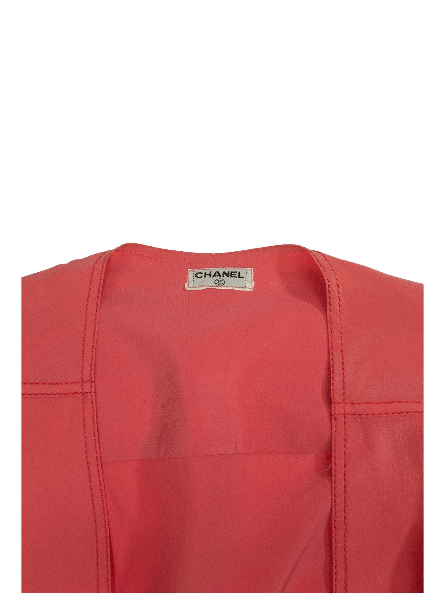 1980er Chanel Zweiteiliger Anzug, Koralle Rosa im Angebot 8