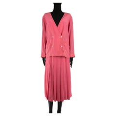 Vintage 1980s Chanel Coral Pink Two Piece Suit