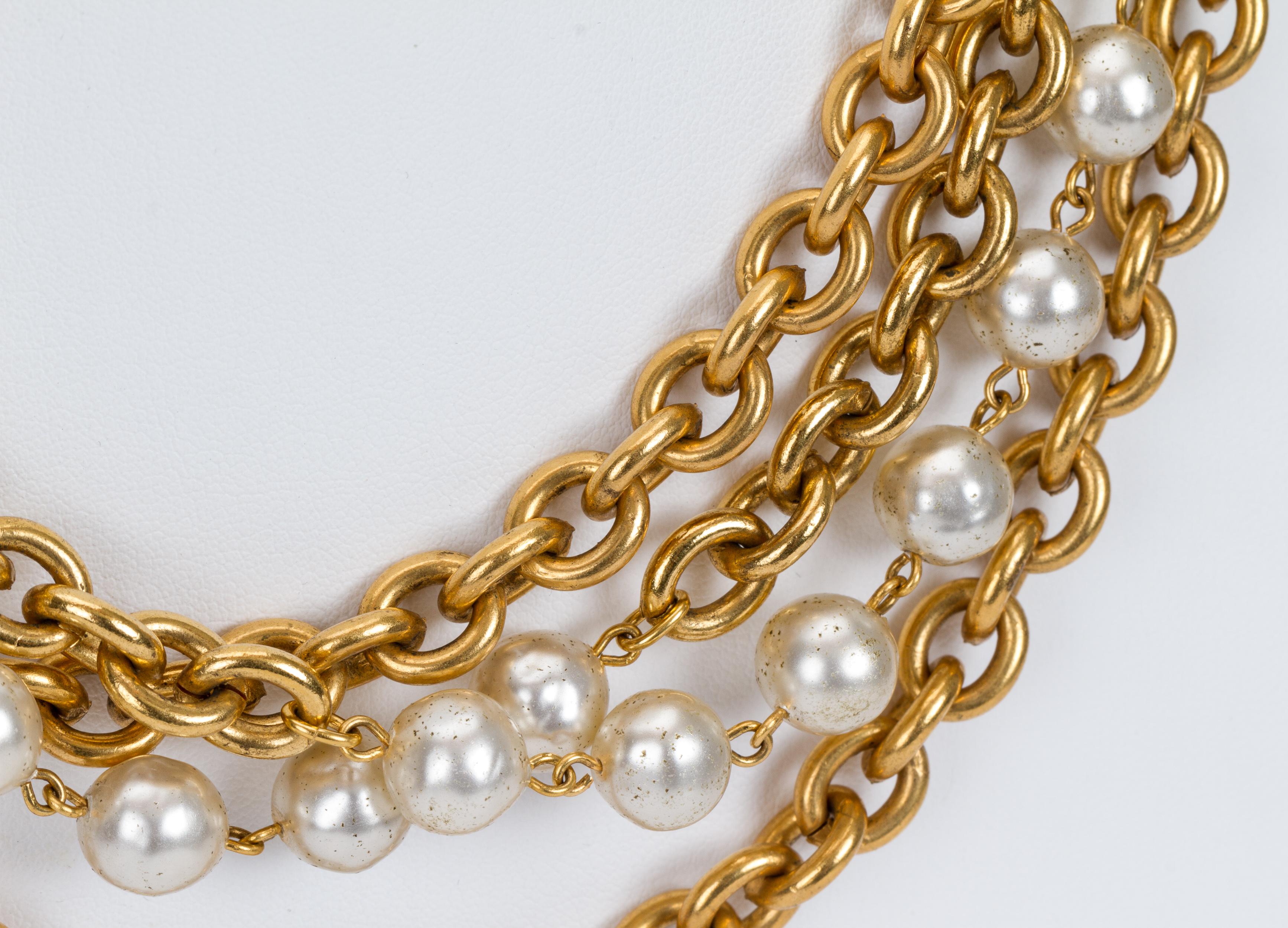 Women's 1980's Chanel Double Strand Faux Pearl Necklace