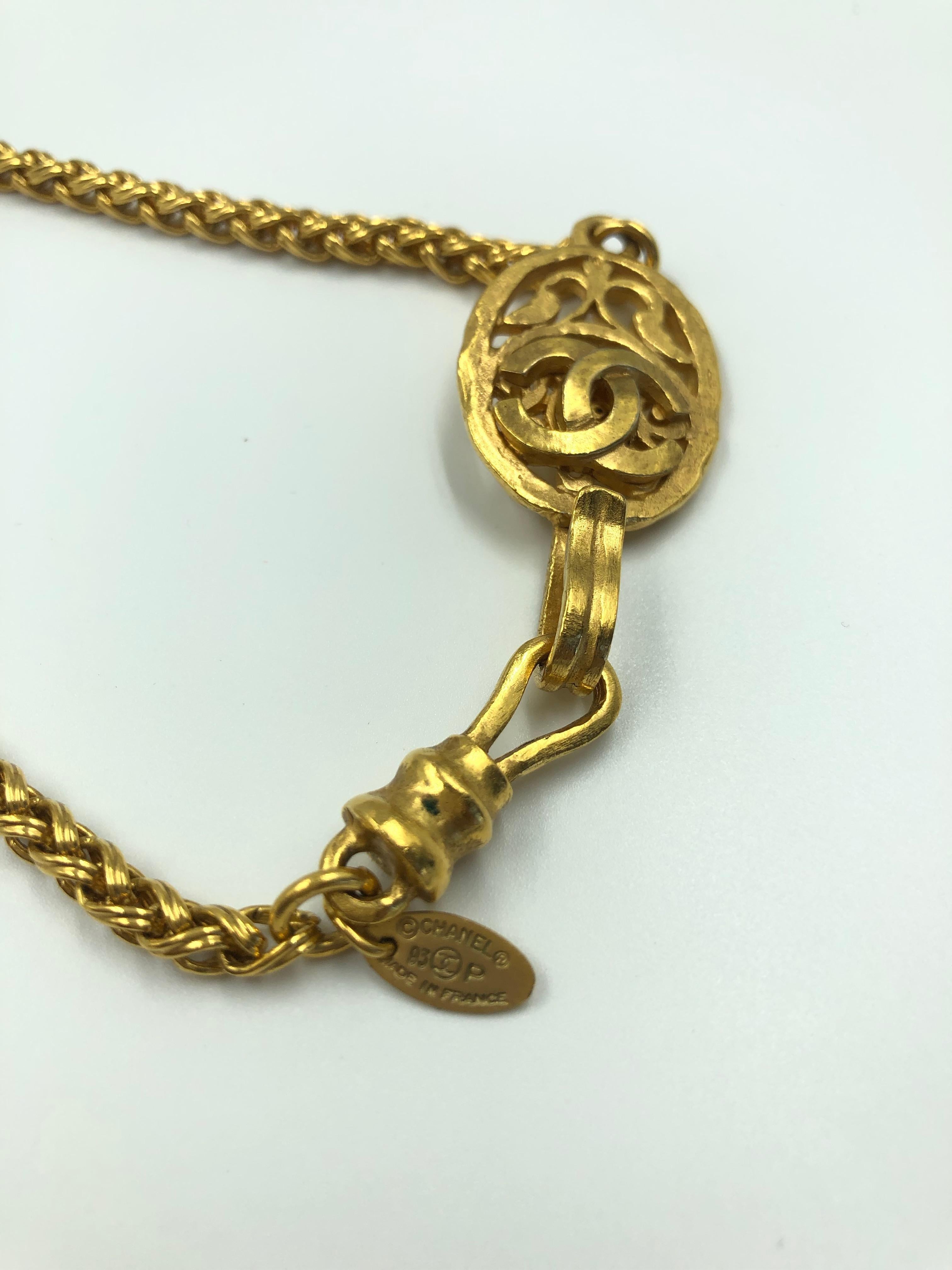 Chanel Filigree 1980's Gold Tone Cross Necklace 3