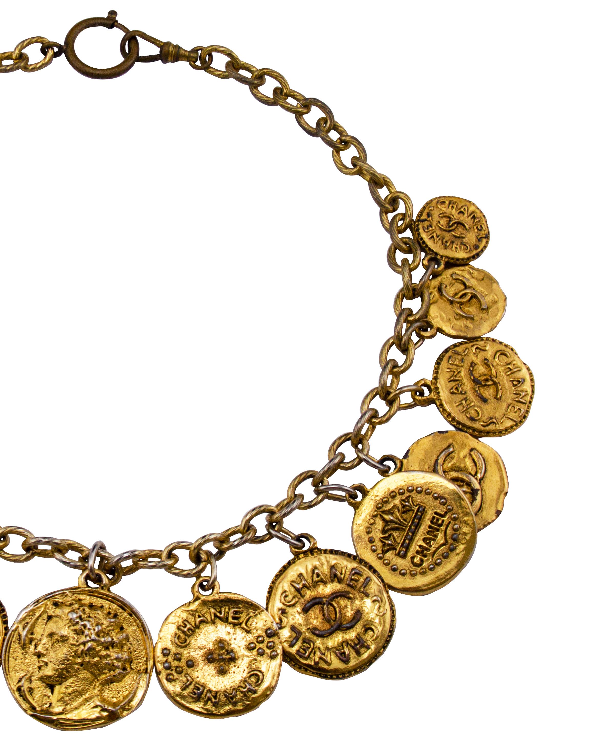 Women's 1980s Chanel Gilt Coin Chain Necklace