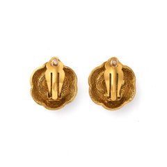1980s Chanel Gold and Pearl Floral Camelia Earrings