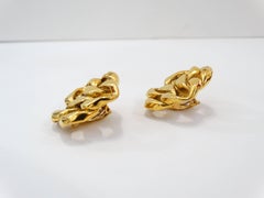 1980er Chanel Goldketten-Ohrclips mit Kette