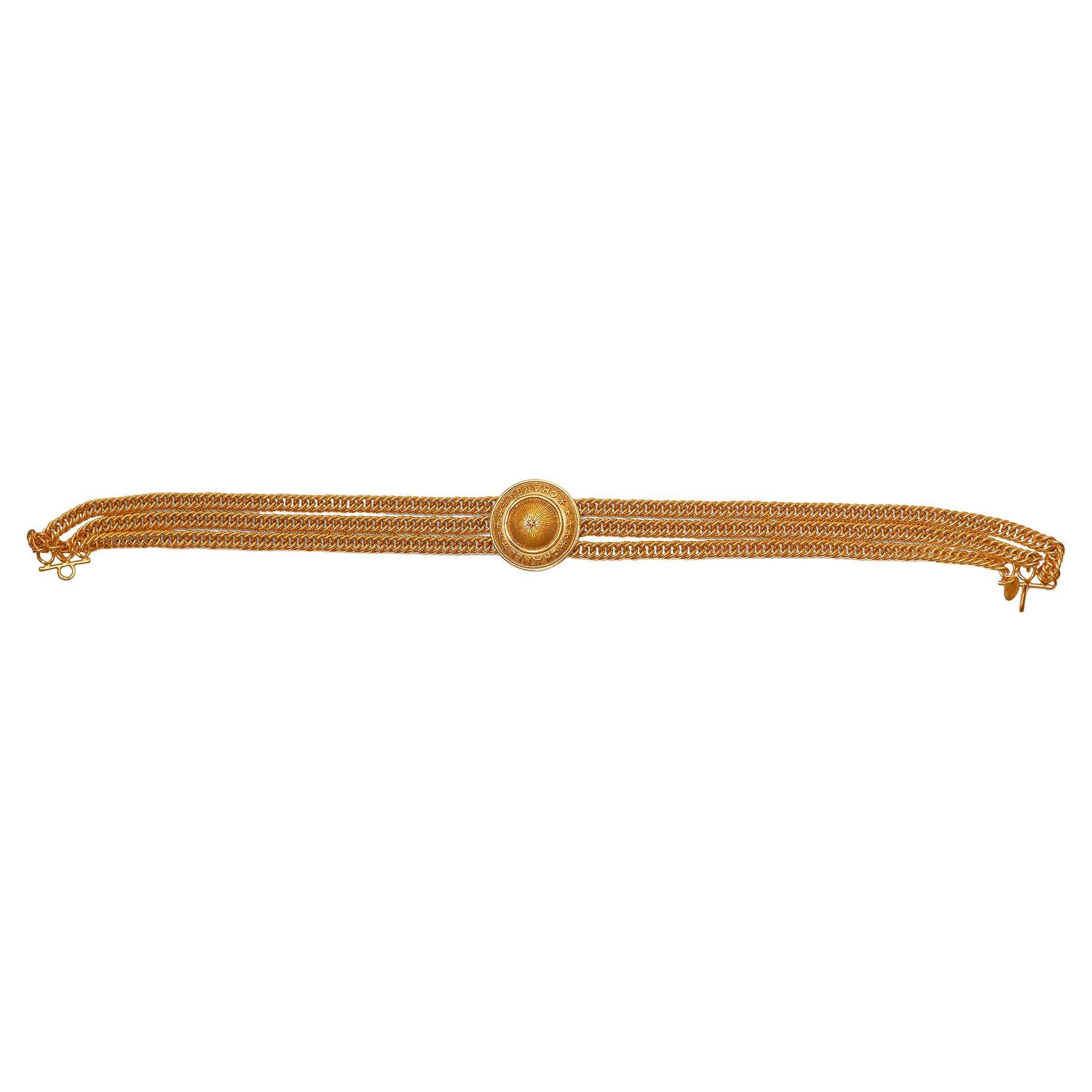 1980er Chanel Gold-Medaillon-Halskette