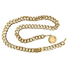 1980s CHANEL Gold Plated Chain Belt Necklace