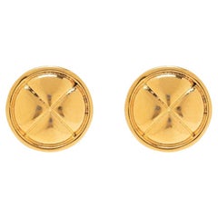 Used  1980s Chanel Gold Tone Diamond-Quilted Earrings