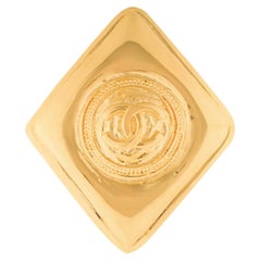 1980s Chanel Gold Tone Logo Brooch