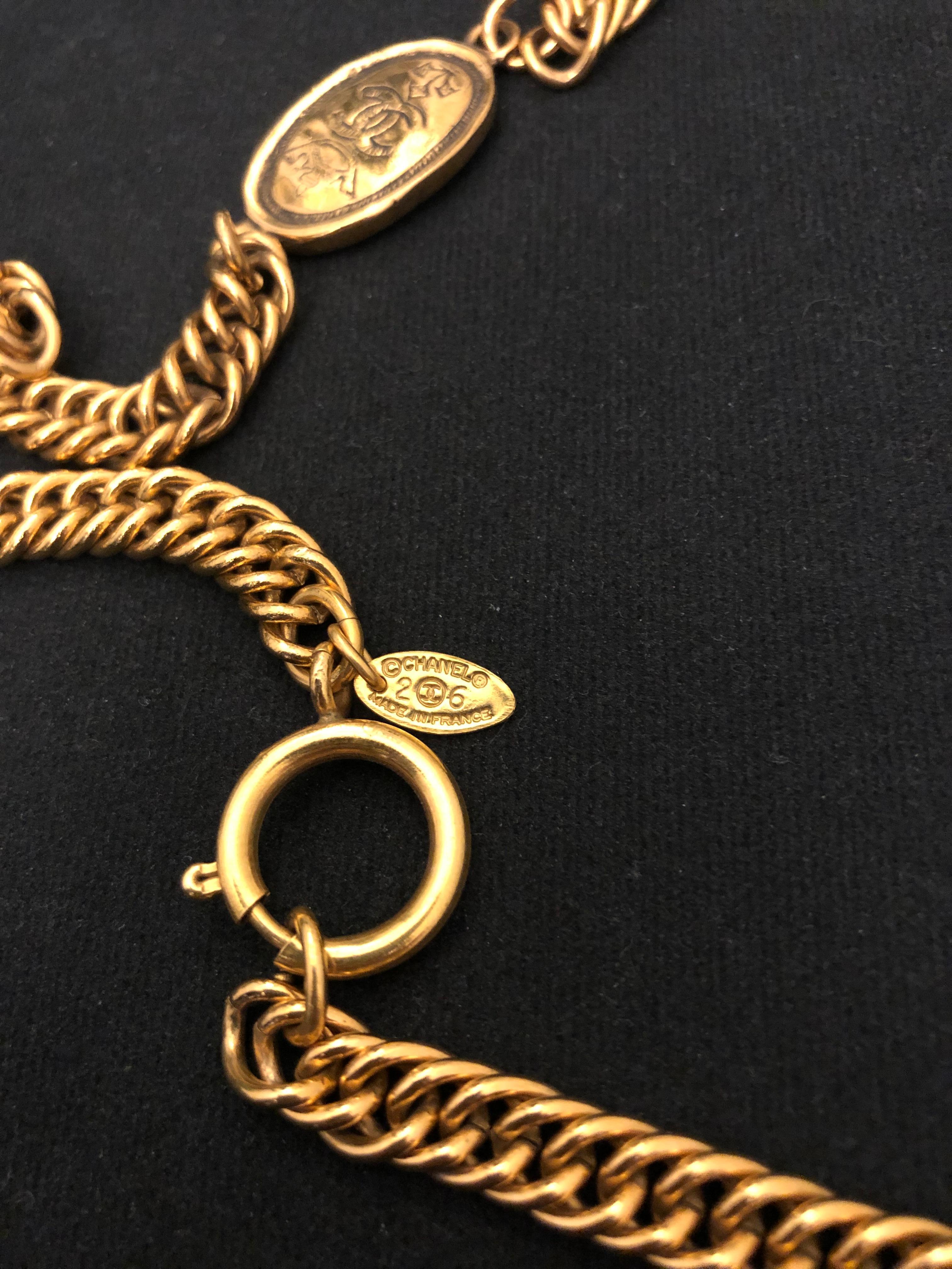 1980s Vintage Chanel Gold Toned Byzantine-Styled Chain Necklace  1