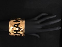 1980s Chanel Gold Toned Cut Out Cuff Bracelet