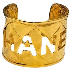1980s Chanel Gold Toned Cut Out Cuff Bracelet