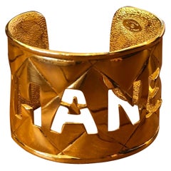 1980s Chanel Gold Toned Cut Out Cuff Bracelet