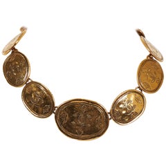 1980
s Chanel Graduated Gold Coin Choker Necklace