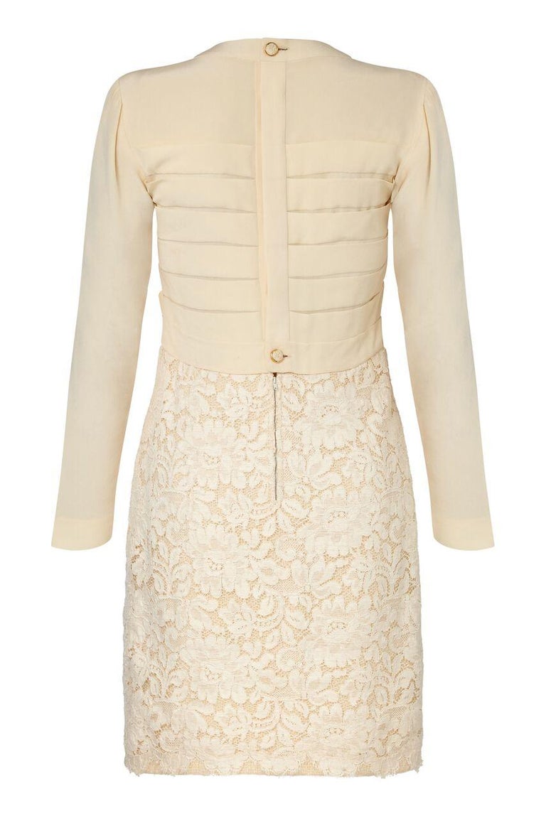 1980s Chanel Haute Couture Bridal Cream lace Dress Suit For Sale at ...