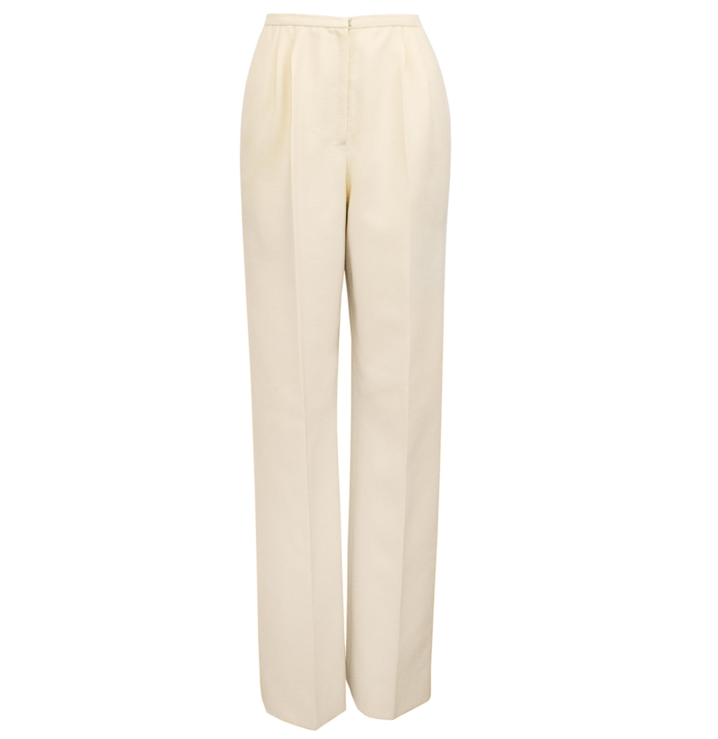 1980s Chanel Haute Couture Cream Pant Suit For Sale at 1stDibs