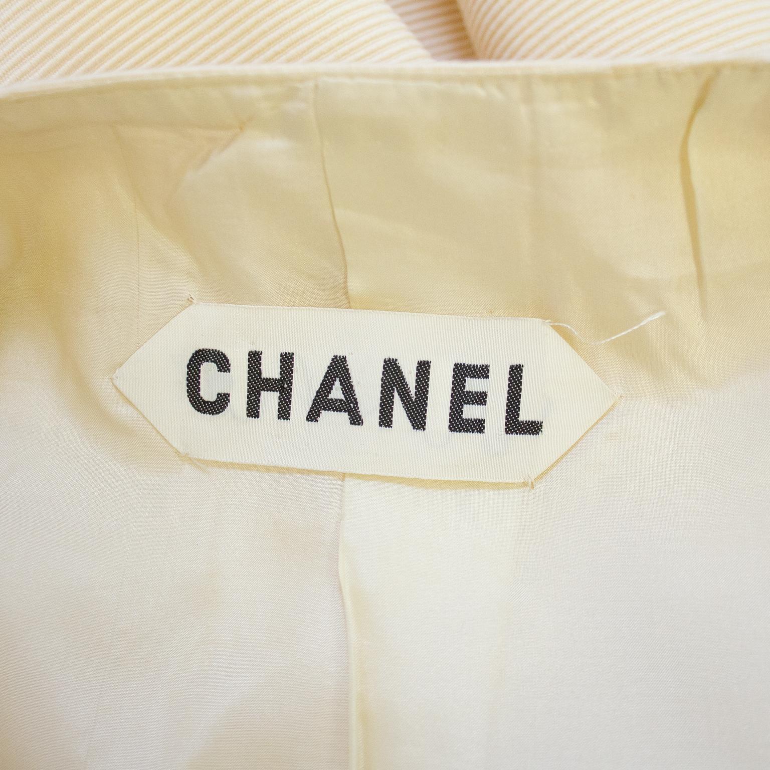 Women's 1980s Chanel Haute Couture Cream Pant Suit  For Sale