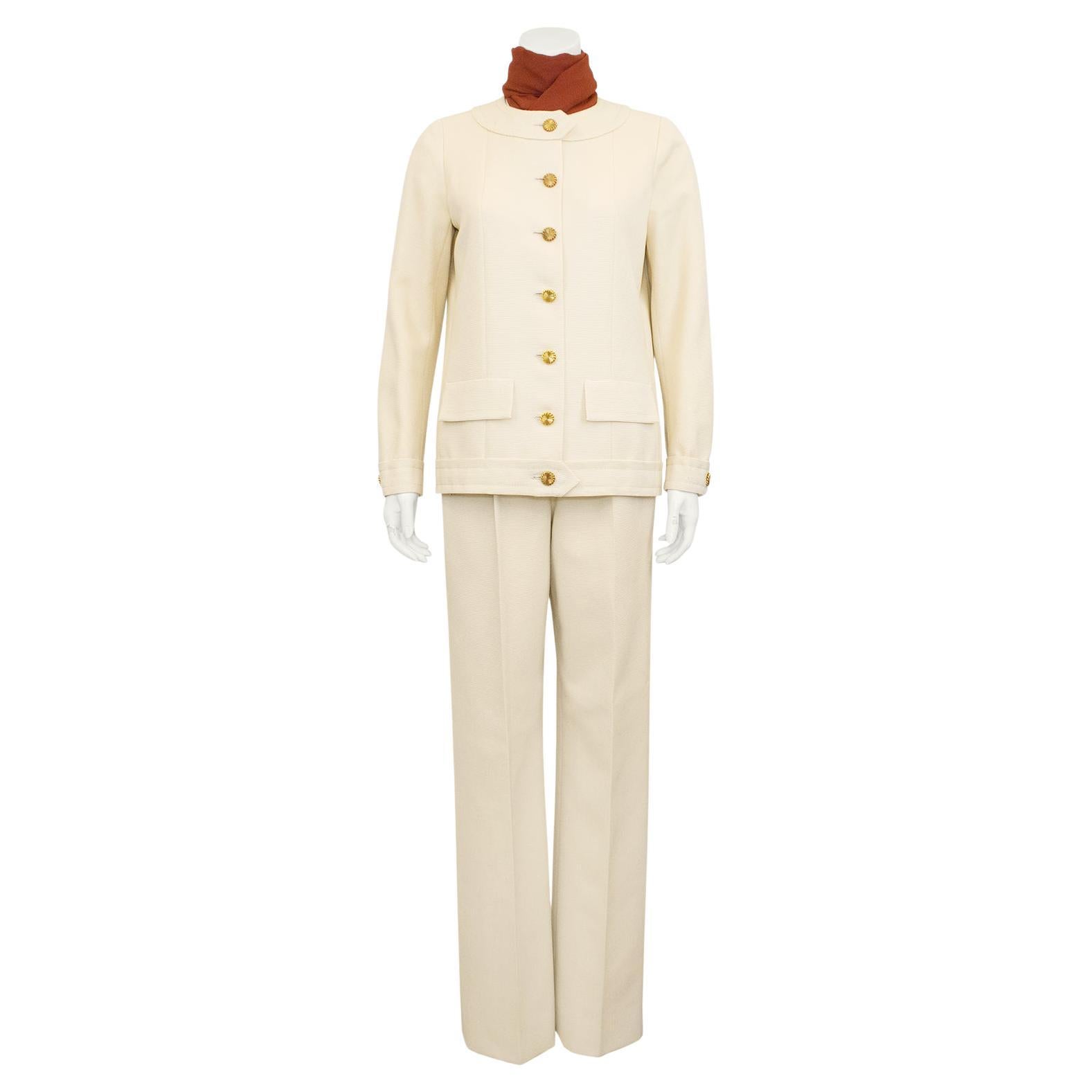 1980s Chanel Haute Couture Cream Pant Suit