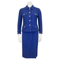 Vintage 1980’s Chanel Haute Couture Royal Blue Skirt Suit